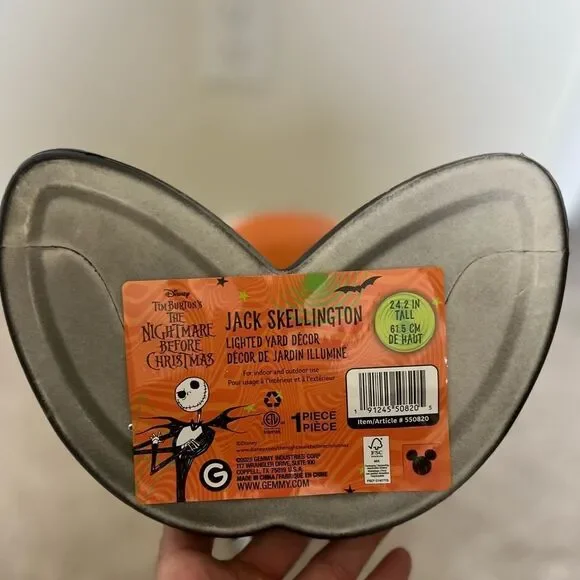 Disney Gemmy Lighted Blow Mold Jack Skellington 24" Outdoor Decor - Picture 7 of 7